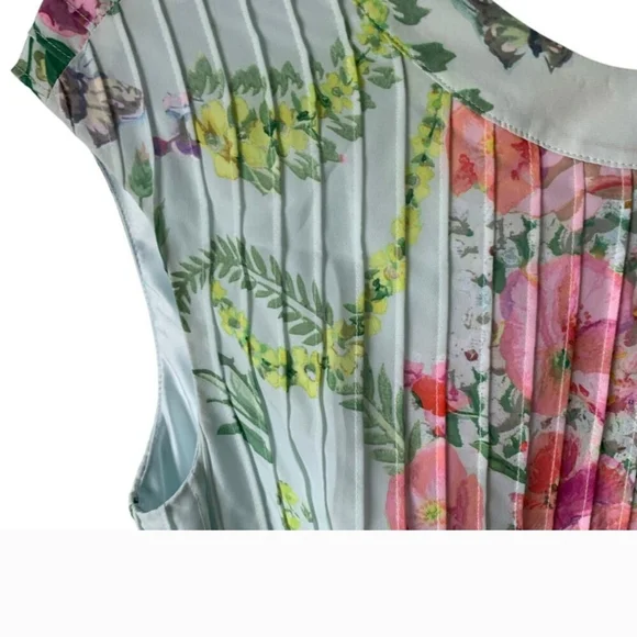 TED BAKER 💚 Floral Pleated Sleeveless Dress US s 6 - Picture 3 of 13